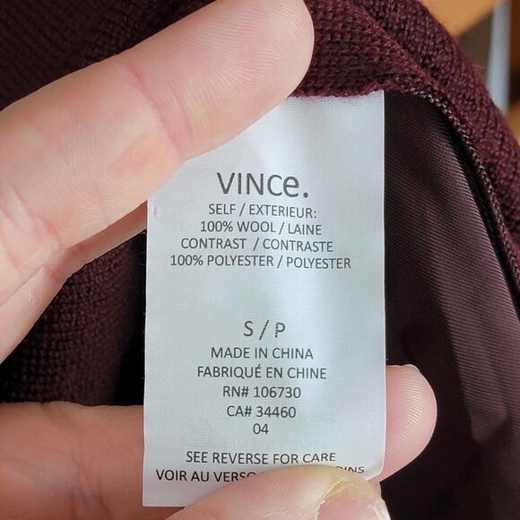 NWT Vince Burgundy Wool Blend Sheath Dress, Sz S - Picture 6 of 7